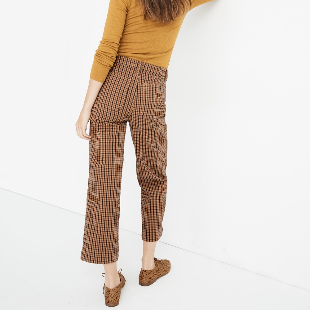 Madewell Plaid Slim Emmet Wide Leg Crop Pants Size 28 - Picture 6 of 15